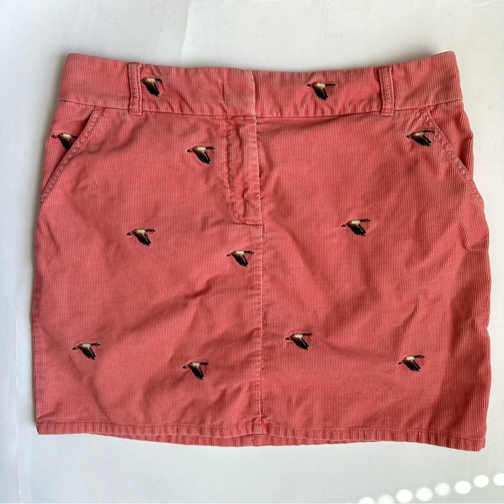 J. Crew Vintage Corduroy Coral Skirt with Duck Embroidery Size 10